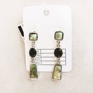 New Long Marble Green Earrings